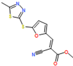 (E)-Methyl 2-cyano-3-(5-((5-methyl-1,3,4-thiadiazol-2-yl)thio)furan-2-yl)acrylate